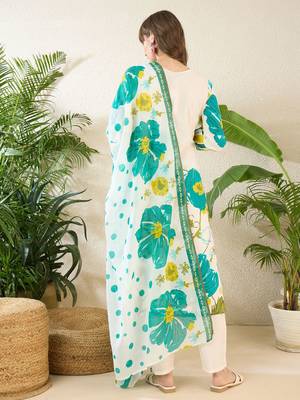 Women Floral Printed Regular Pure Cotton Kurta with Trousers & With Dupatta 5