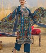 Women Ethnic Motifs Printed Regular Mirror Work Pure Cotton Kurta with Trousers & With Dupatta