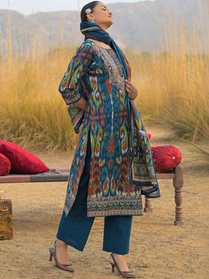 Women Ethnic Motifs Printed Regular Mirror Work Pure Cotton Kurta with Trousers & With Dupatta 4