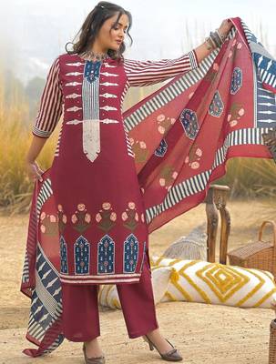 Women Ethnic Motifs Printed Regular Mirror Work Pure Cotton Kurta with Trousers & With Dupatta 3