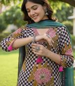 Women Floral Printed Regular Pure Cotton Kurta with Trousers & With Dupatta