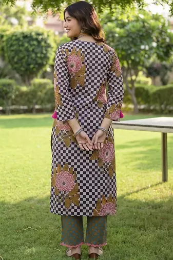 Women Floral Printed Regular Pure Cotton Kurta with Trousers & With Dupatta