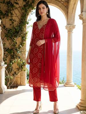 Women Ethnic Motifs Printed Regular Thread Work Kurta with Trousers & With Dupatta 3