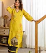 Women Ethnic Motifs Embroidered Regular Thread Work Kurta with Palazzos