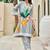 Floral Printed Mandarin Collar A-Line Sequinned Kurta With Trousers