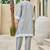 Floral Printed Mandarin Collar A-Line Sequinned Kurta With Trousers