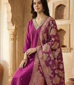 Women Ethnic Motifs Regular Kurta with Trousers & With Dupatta
