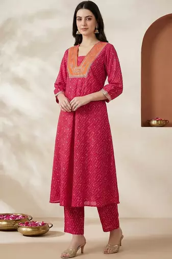 Women Ethnic Motifs Embroidered Regular Thread Work Silk Kurta with Trousers