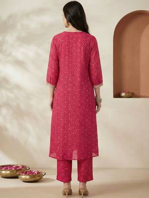 Women Ethnic Motifs Embroidered Regular Thread Work Silk Kurta with Trousers 5