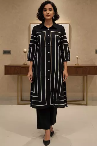 Women Printed Regular Kurta with Trousers