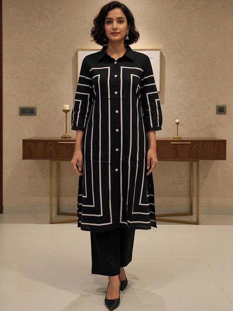 Women Printed Regular Kurta with Trousers