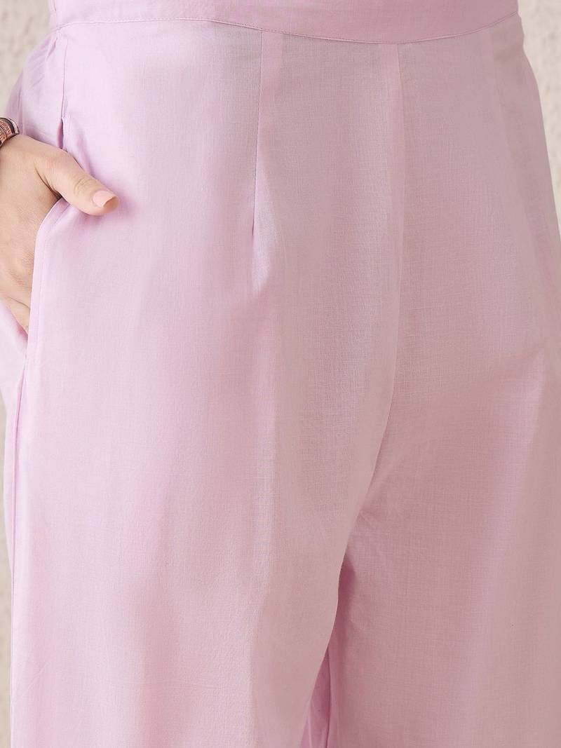 Women Floral Embroidered Regular Thread Work Pure Cotton Kurta with Trousers