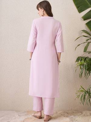 Women Floral Embroidered Regular Thread Work Pure Cotton Kurta with Trousers 6