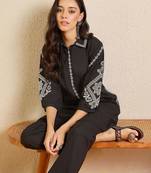 Women Ethnic Motifs Embroidered Regular Thread Work Pure Cotton Kurta with Trousers