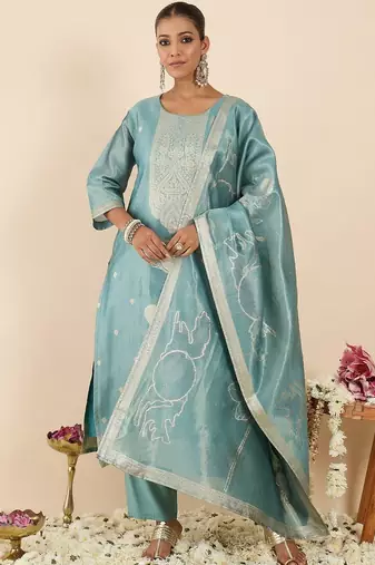 Women Regular Kurta with Trousers & With Dupatta