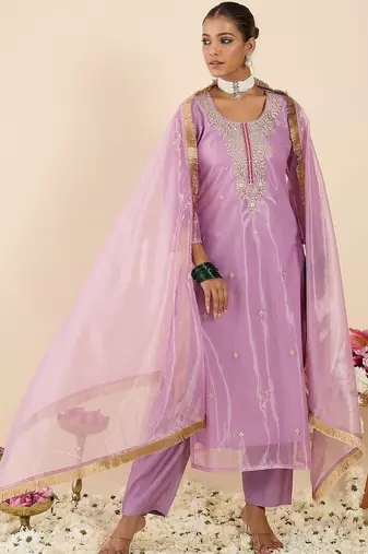 Women Ethnic Motifs Embroidered Regular Kurta with Trousers & With Dupatta
