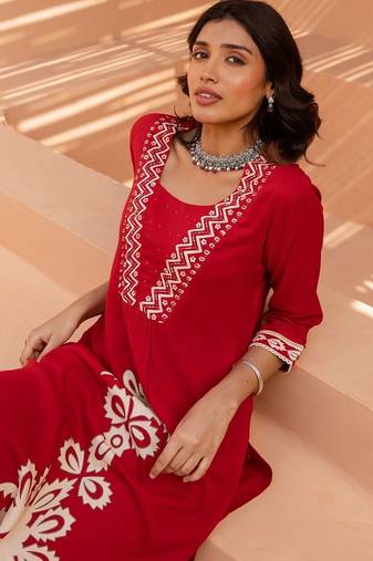 Women Ethnic Motifs Embroidered A-Line Kurta with Palazzos