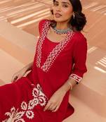 Women Ethnic Motifs Embroidered A-Line Kurta with Palazzos