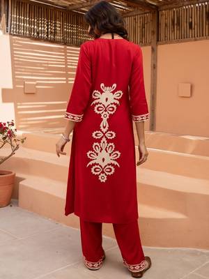Women Ethnic Motifs Embroidered A-Line Kurta with Palazzos 5