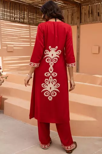 Women Ethnic Motifs Embroidered A-Line Kurta with Palazzos