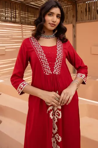 Women Ethnic Motifs Embroidered A-Line Kurta with Palazzos