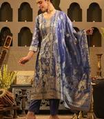 Ethnic Motifs Woven Design Zari Liva Kurta With Trousers & With Dupatta