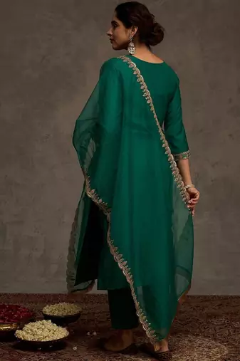 Women Ethnic Motifs Embroidered Kurta with Trousers & Dupatta