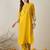 Women Mustard Ethnic Motifs Embroidered Regular Straight Kurta Sets