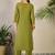 Adults-Women Woven Design Embroidered Cotton Kurta with Trousers