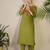 Adults-Women Woven Design Embroidered Cotton Kurta with Trousers