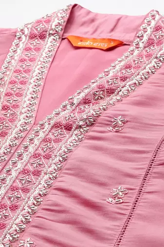 Floral Embroidered Kurta with Trousers & Dupatta