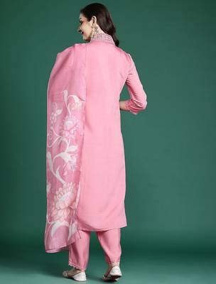 Floral Embroidered Kurta with Trousers & Dupatta 6