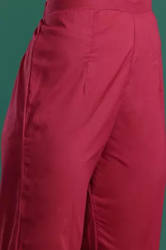 Floral Printed Angrakha Mirror Work Pure Cotton Kurta With Trousers & Dupatta