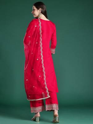 Ethnic Motifs Embroidered Sequinned Kurta With Trousers & Dupatta 6