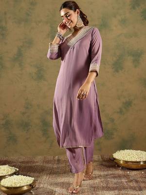 Ethnic Motifs Embroidered Kurta With Trousers 2