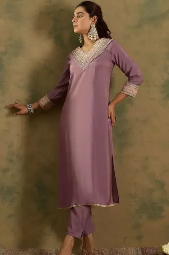 Ethnic Motifs Embroidered Kurta With Trousers