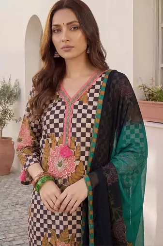 Women Printed Regular Pure Cotton Kurta with Trousers & With Dupatta