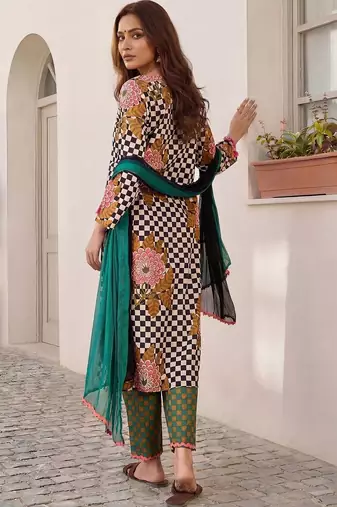 Women Printed Regular Pure Cotton Kurta with Trousers & With Dupatta