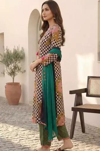 Women Printed Regular Pure Cotton Kurta with Trousers & With Dupatta