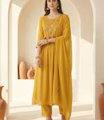 Women Ethnic Motifs Embroidered Empire Thread Work Kurta with Trousers & With Dupatta