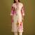 Floral Printed V-Neck Linen Straight Kurta With Trousers & Dupatta