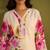 Floral Printed V-Neck Linen Straight Kurta With Trousers & Dupatta
