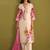 Floral Printed V-Neck Linen Straight Kurta With Trousers & Dupatta