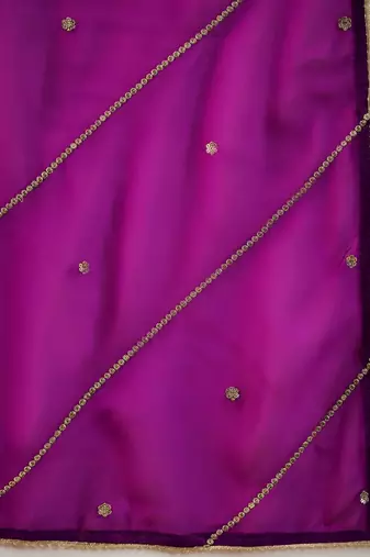 Floral Embroidered Empire Aari Work A-Line Kurta & Trousers With Dupatta