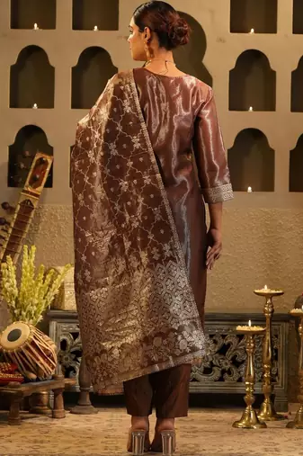 Women Ethnic Motifs Regular Kurta with Trousers & With Dupatta