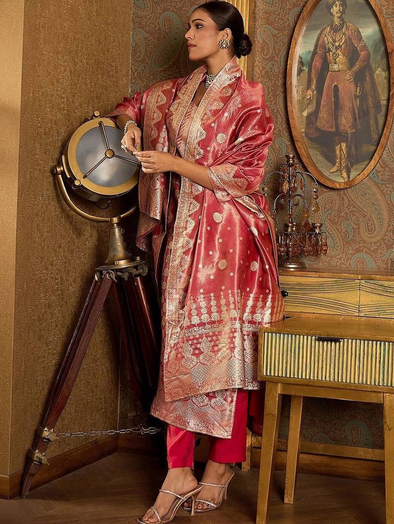 Women Ethnic Motifs Regular Kurta with Trousers & With Dupatta