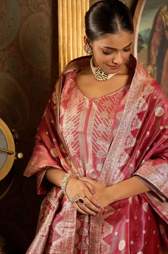 Women Ethnic Motifs Regular Kurta with Trousers & With Dupatta