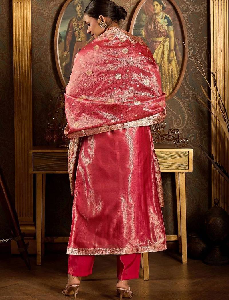 Women Ethnic Motifs Regular Kurta with Trousers & With Dupatta