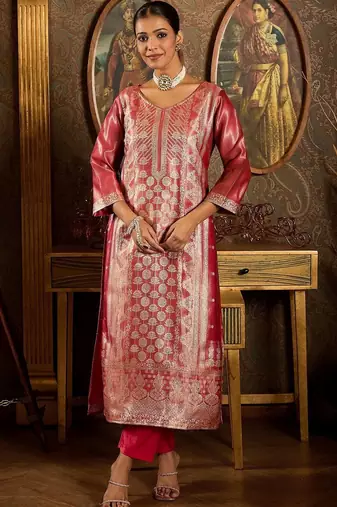 Women Ethnic Motifs Regular Kurta with Trousers & With Dupatta