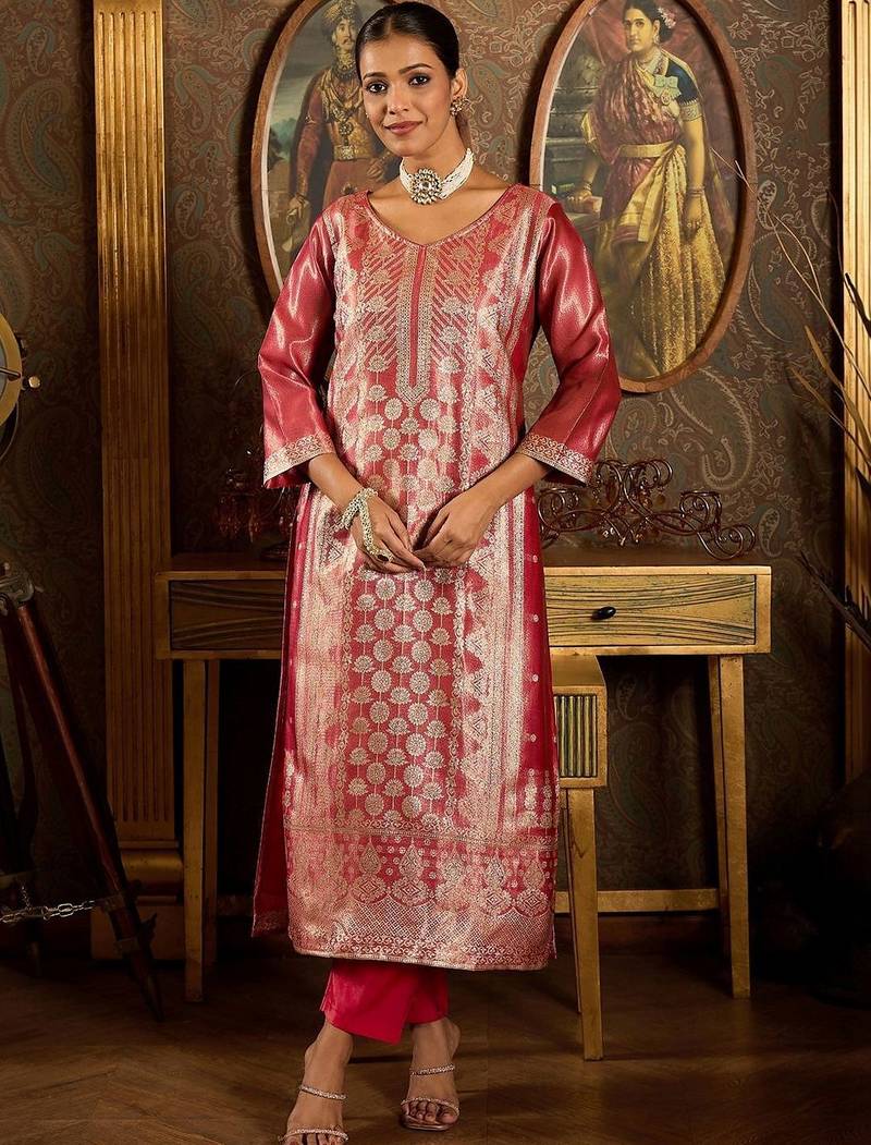 Women Ethnic Motifs Regular Kurta with Trousers & With Dupatta